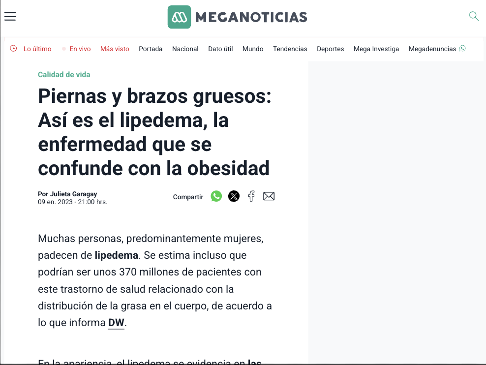 Portada de la nota Lipedema: síntomas y acumulación de grasa en piernas y brazos