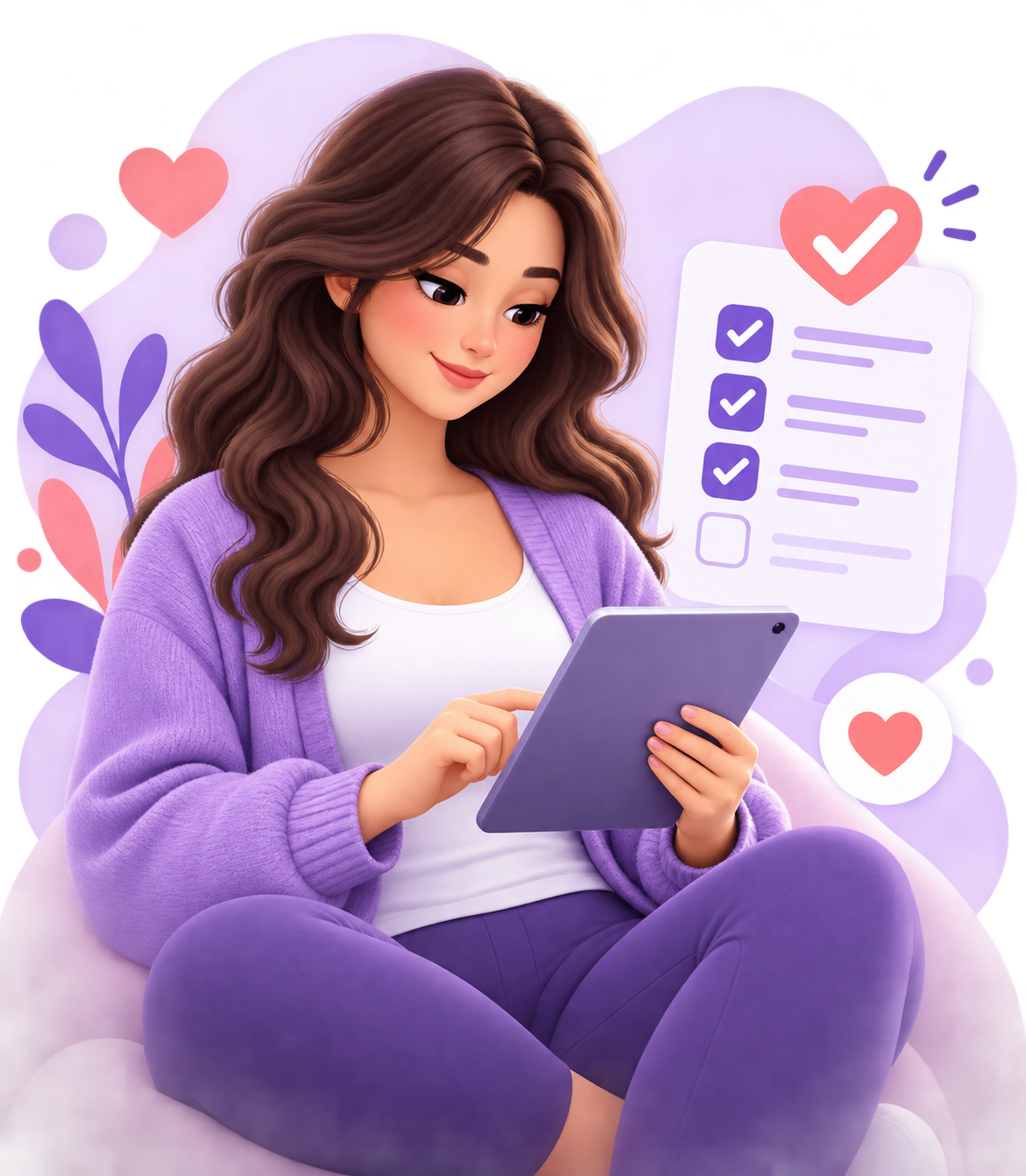 Ilustración de una lista de verificación para el test de autoevaluación de Lipedema