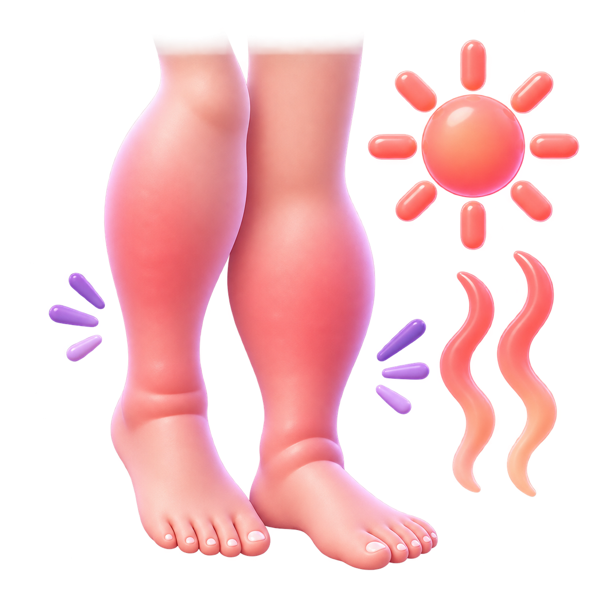 Ilustración de piernas sensibles al calor