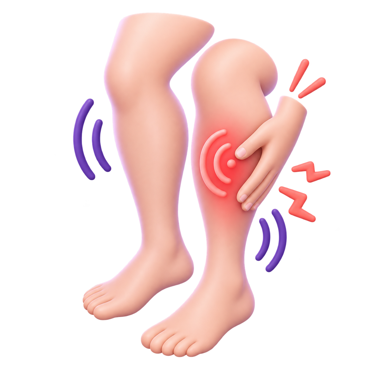 Ilustración de sensibilidad y dolor en las piernas, síntoma frecuente del Lipedema