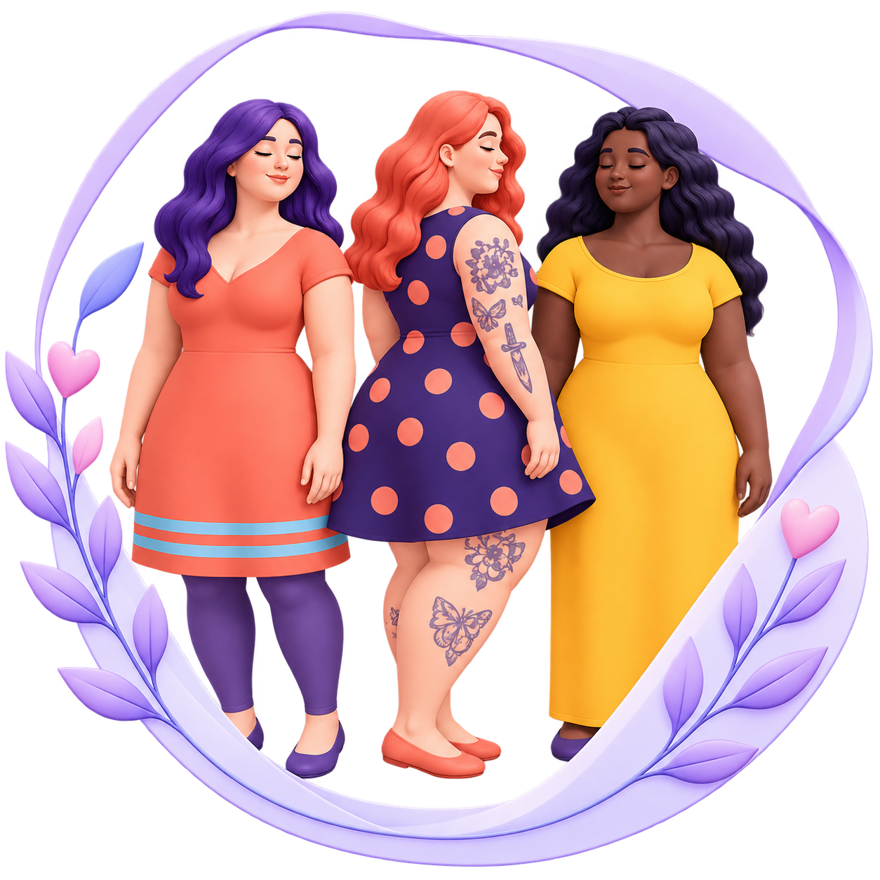 Tres mujeres representando el acompañamiento y la comunidad de LipedemaChile